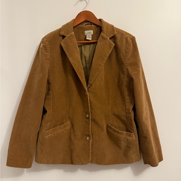 🧥 L.L.Bean Women’s Corduroy Blazer Jacket Brown Cotton Size 16P - Picture 2 of 13